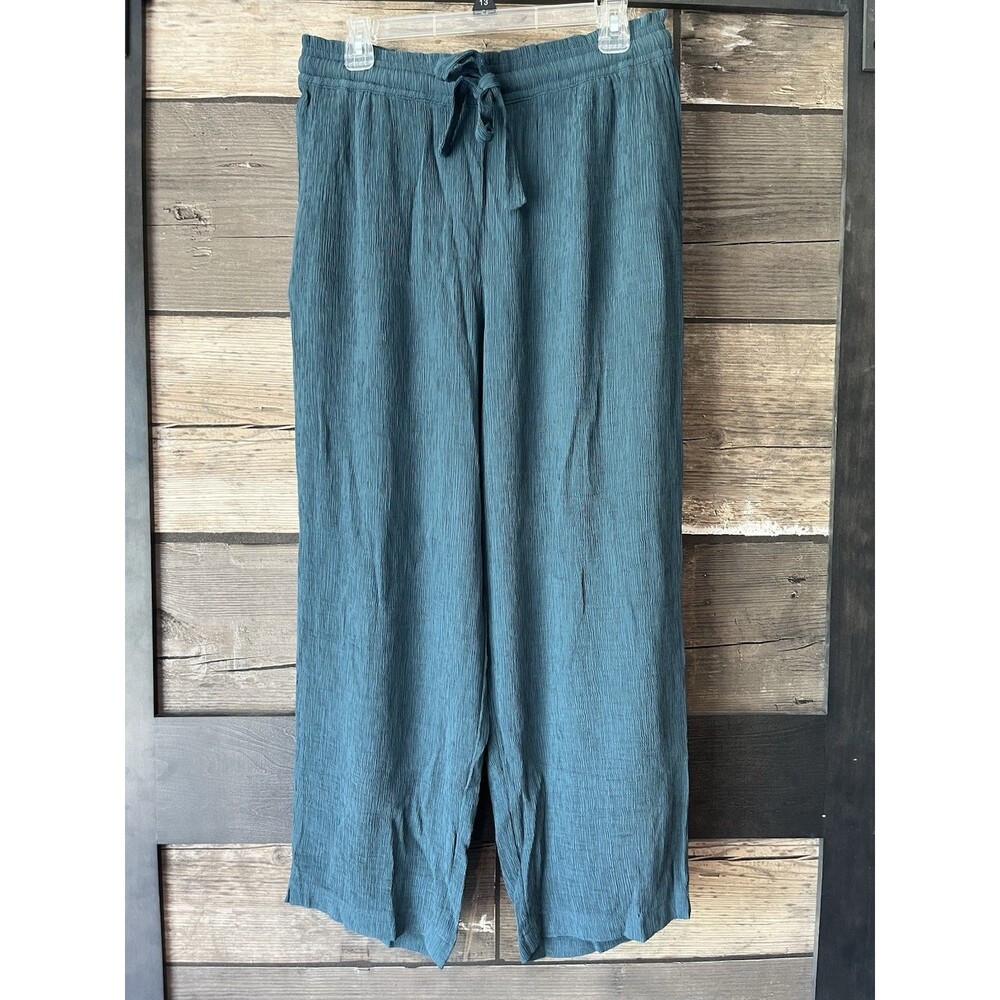 Haven Well Within Naia Straight Leg Crinkled Pull On Pants Medium NWT Blue